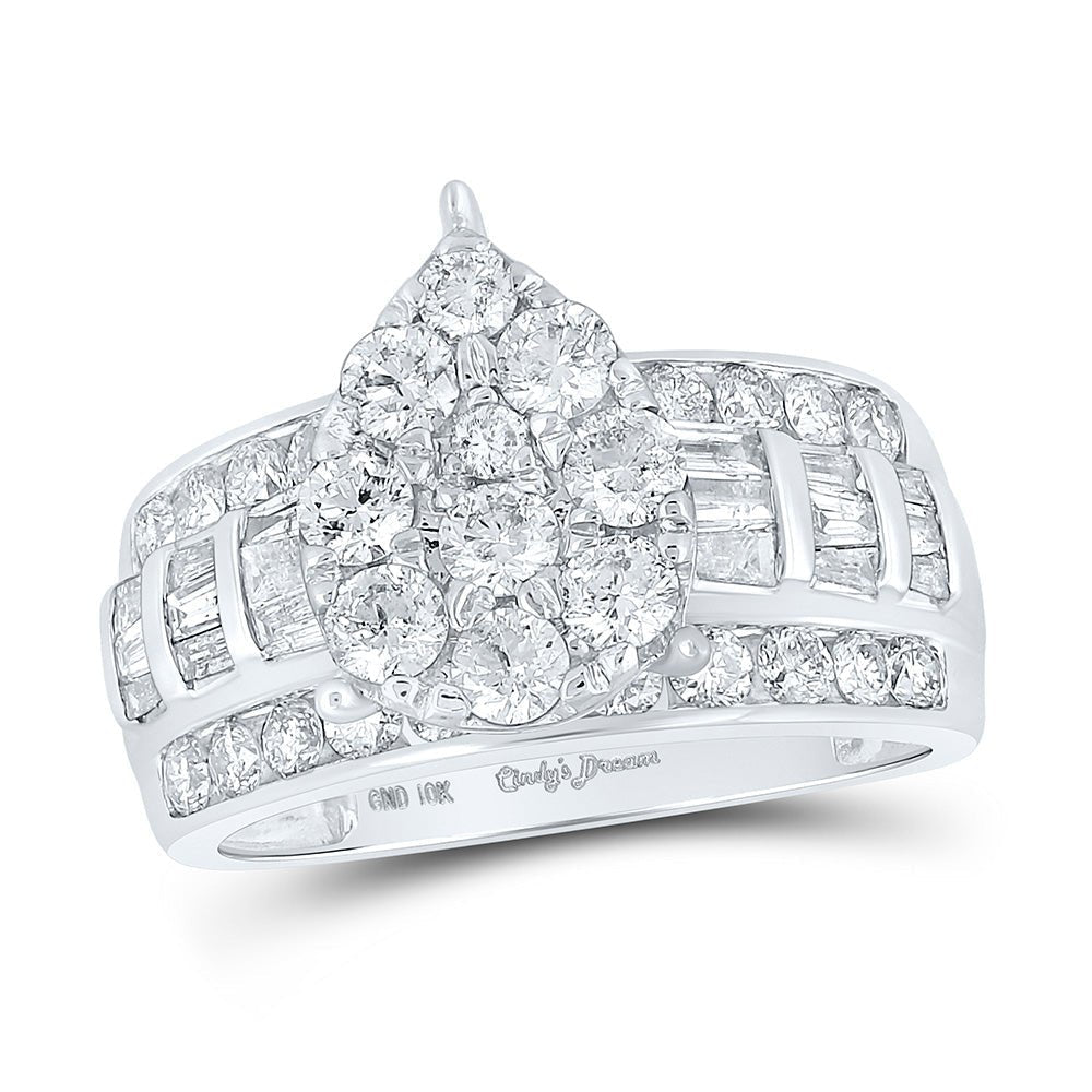 Dazzling Elegance: 10kt White Gold Teardrop Diamond Bridal Ring - Splendid Jewellery