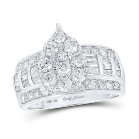 Dazzling Elegance: 10kt White Gold Teardrop Diamond Bridal Ring - Splendid Jewellery