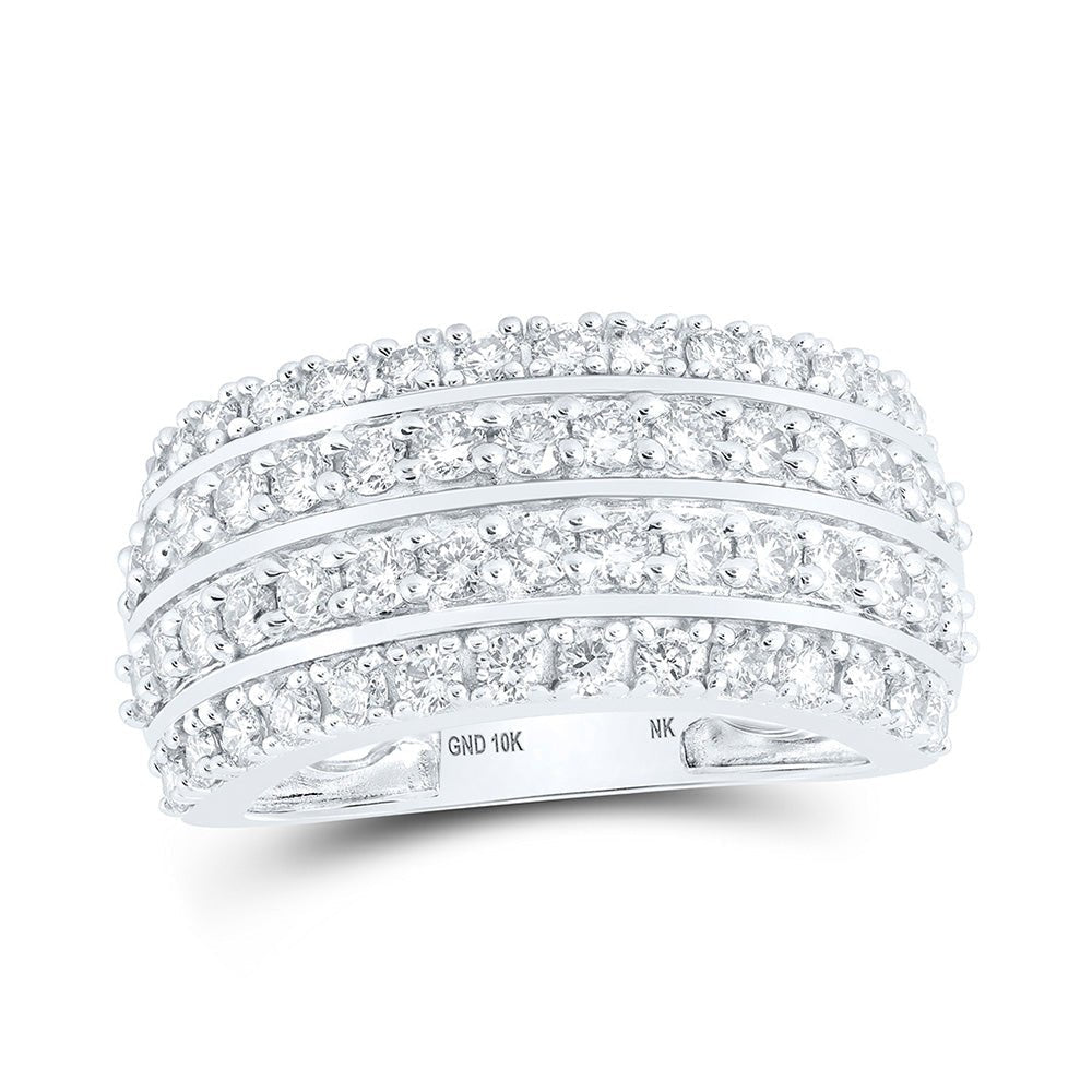 Dazzling Elegance | 10kt White Gold Women's Round Diamond 4 - Row Fashion Ring 1 - 5/8 Cttw - Splendid Jewellery