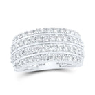 Dazzling Elegance | 10kt White Gold Women's Round Diamond 4 - Row Fashion Ring 1 - 5/8 Cttw - Splendid Jewellery