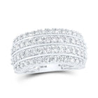 Dazzling Elegance | 10kt White Gold Women's Round Diamond 4 - Row Fashion Ring 1 - 5/8 Cttw - Splendid Jewellery
