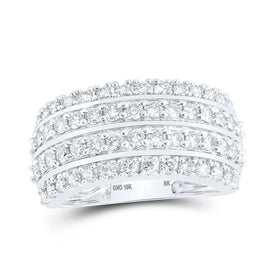 Dazzling Elegance | 10kt White Gold Women's Round Diamond 4 - Row Fashion Ring 1 - 5/8 Cttw - Splendid Jewellery