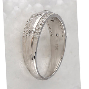 Dazzling Elegance | 10kt White Gold Womens Round Diamond Anniversary Ring 1/2 Cttw - Splendid Jewellery