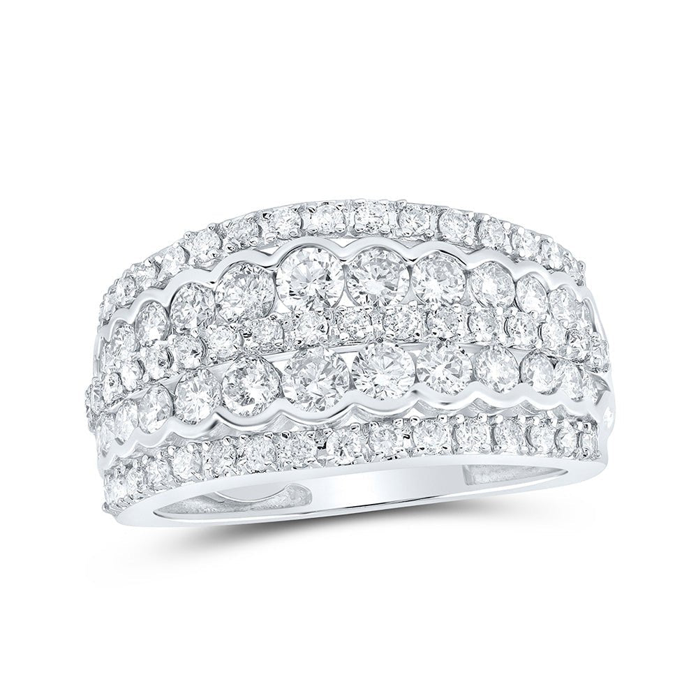 Dazzling Elegance: 10kt White Gold Womens Round Diamond Band Ring 1 - 5/8 Cttw - Splendid Jewellery
