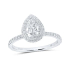 Dazzling Elegance: 14kt White Gold Pear Diamond Halo Bridal Wedding Engagement Ring 1 - 5/8 Cttw - Splendid Jewellery