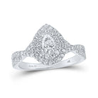 Dazzling Elegance: 14kt White Gold Pear Diamond Halo Bridal Wedding Engagement Ring 1 Cttw - Splendid Jewellery