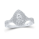 Dazzling Elegance: 14kt White Gold Pear Diamond Halo Bridal Wedding Engagement Ring 1 Cttw - Splendid Jewellery