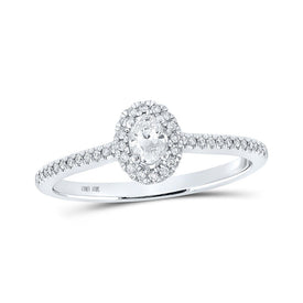 Dazzling Elegance: White Gold Oval Diamond Halo Bridal Wedding Ring - Splendid Jewellery