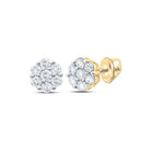Dazzling Floral Brilliance: 10kt Yellow Gold Diamond Flower Cluster Earrings - Splendid Jewellery