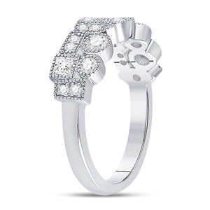 Dazzling Geometric Brilliance | 10kt White Gold Womens Round Diamond Modern Band Ring 5/8 Cttw - Splendid Jewellery