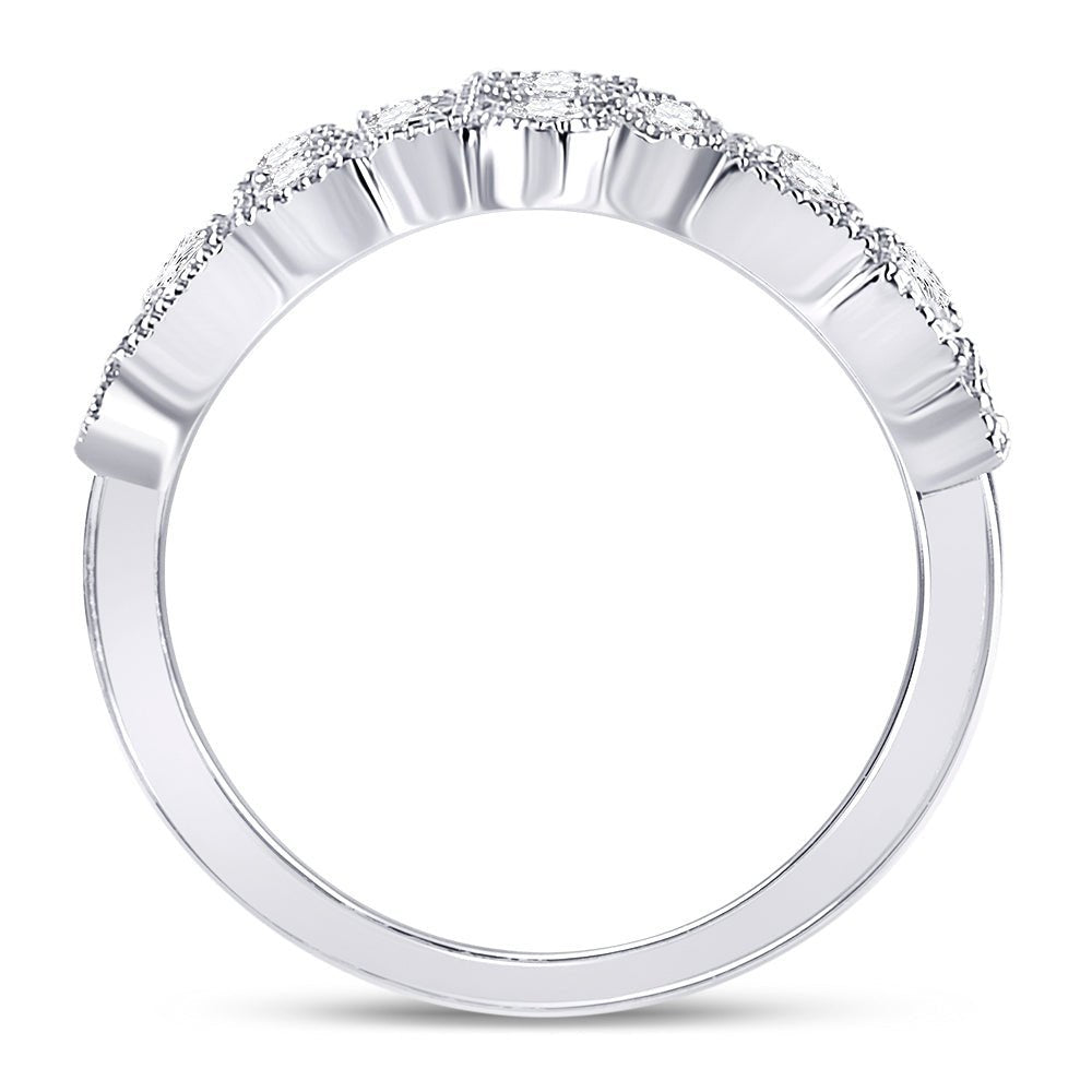 Dazzling Geometric Brilliance | 10kt White Gold Womens Round Diamond Modern Band Ring 5/8 Cttw - Splendid Jewellery