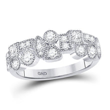 Load image into Gallery viewer, Dazzling Geometric Brilliance | 10kt White Gold Womens Round Diamond Modern Band Ring 5/8 Cttw - Splendid Jewellery