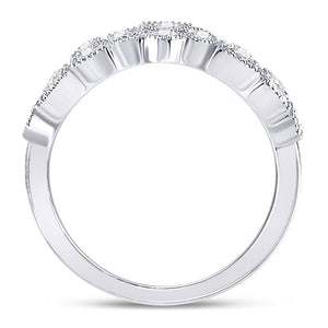 Dazzling Geometric Brilliance | 10kt White Gold Womens Round Diamond Modern Band Ring 5/8 Cttw - Splendid Jewellery