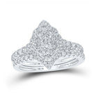 Dazzling Halo Brilliance | 10kt White Gold Round Diamond Bridal Wedding Ring Band Set 1 Cttw - Splendid Jewellery