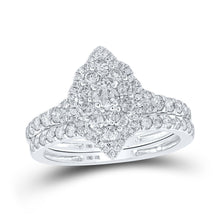 Load image into Gallery viewer, Dazzling Halo Brilliance | 10kt White Gold Round Diamond Bridal Wedding Ring Band Set 1 Cttw - Splendid Jewellery