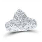 Dazzling Halo Brilliance | 10kt White Gold Round Diamond Bridal Wedding Ring Band Set 1 Cttw - Splendid Jewellery