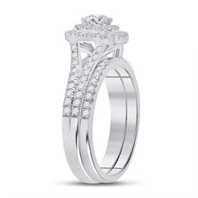 Load image into Gallery viewer, Dazzling Halo Diamond Wedding Ring Set in 10kt White Gold - Alternate view 3 from Splendid Jewellery