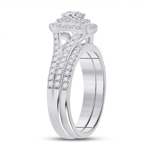 Dazzling Halo Diamond Wedding Ring Set in 10kt White Gold - Splendid Jewellery