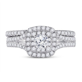 Dazzling Halo Diamond Wedding Ring Set in 10kt White Gold - Alternate view 4 from Splendid Jewellery