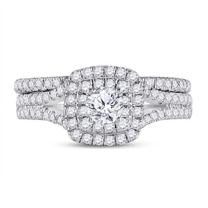 Dazzling Halo Diamond Wedding Ring Set in 10kt White Gold - Splendid Jewellery