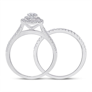 Dazzling Halo Diamond Wedding Ring Set in 10kt White Gold - Splendid Jewellery