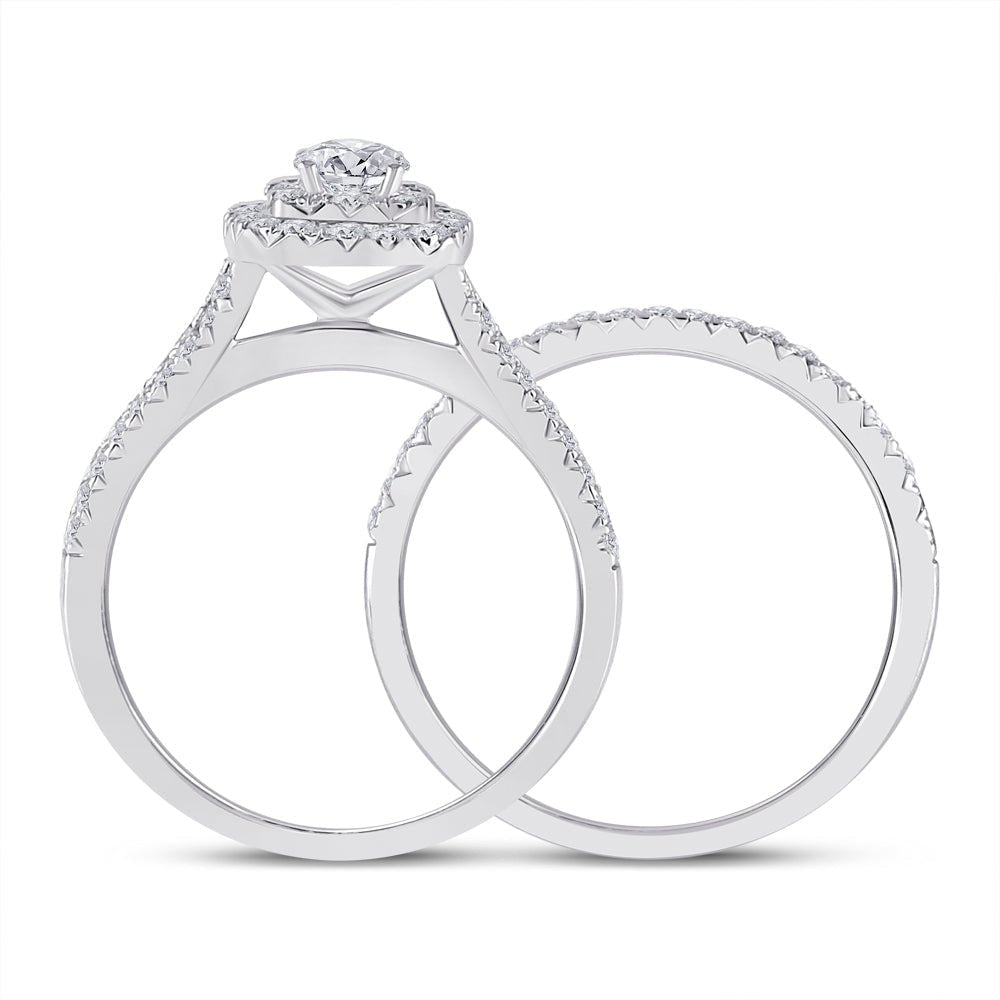 Dazzling Halo Diamond Wedding Ring Set in 10kt White Gold - Splendid Jewellery