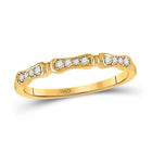 Dazzling Harmony: 10kt Yellow Gold Womens Round Diamond Stackable Band Ring 1/10 Cttw - Splendid Jewellery