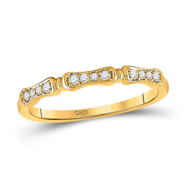Dazzling Harmony: 10kt Yellow Gold Womens Round Diamond Stackable Band Ring 1/10 Cttw - Splendid Jewellery