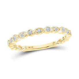 Dazzling Harmony: 10kt Yellow Gold Womens Round Diamond Stackable Band Ring 1/8 Cttw - Splendid Jewellery