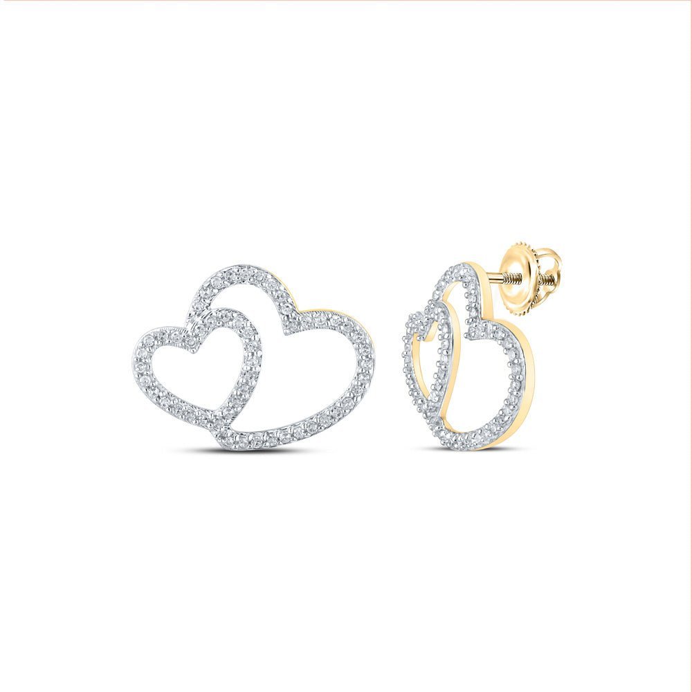 Dazzling Heart - Shaped Diamond Earrings in 10kt Yellow Gold - Splendid Jewellery