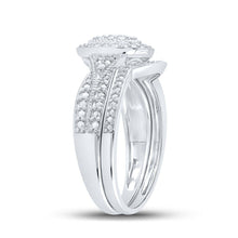 Load image into Gallery viewer, Dazzling Love | 10kt White Gold Round Diamond Halo Cluster Bridal Wedding Ring Band Set 1/5 Cttw | Splendid Jewellery - Splendid Jewellery