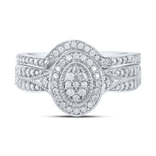 Load image into Gallery viewer, Dazzling Love | 10kt White Gold Round Diamond Halo Cluster Bridal Wedding Ring Band Set 1/5 Cttw | Splendid Jewellery - Alternate view 4 from Splendid Jewellery