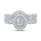 Dazzling Love | 10kt White Gold Round Diamond Halo Cluster Bridal Wedding Ring Band Set 1/5 Cttw | Splendid Jewellery - Alternate view 4 from Splendid Jewellery