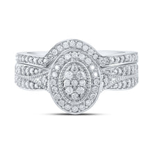 Load image into Gallery viewer, Dazzling Love | 10kt White Gold Round Diamond Halo Cluster Bridal Wedding Ring Band Set 1/5 Cttw | Splendid Jewellery - Splendid Jewellery