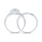 Dazzling Love | 10kt White Gold Round Diamond Halo Cluster Bridal Wedding Ring Band Set 1/5 Cttw | Splendid Jewellery - Splendid Jewellery