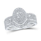 Dazzling Love | 10kt White Gold Round Diamond Halo Cluster Bridal Wedding Ring Band Set 1/5 Cttw | Splendid Jewellery - Alternate view 1 from Splendid Jewellery
