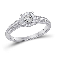 Load image into Gallery viewer, Dazzling Love: 10kt White Gold Womens Round Diamond Cluster Promise Ring - Splendid Jewellery