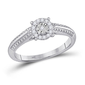 Dazzling Love: 10kt White Gold Womens Round Diamond Cluster Promise Ring - Splendid Jewellery