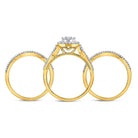 Dazzling Love: 10kt Yellow Gold Round Diamond Cluster Bridal Wedding Ring Band Set - Splendid Jewellery