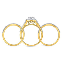 Load image into Gallery viewer, Dazzling Love: 10kt Yellow Gold Round Diamond Cluster Bridal Wedding Ring Band Set - Splendid Jewellery