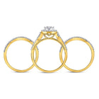 Dazzling Love: 10kt Yellow Gold Round Diamond Cluster Bridal Wedding Ring Band Set - Splendid Jewellery