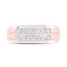 Dazzling Love 14kt Rose Gold Men's Diamond Double Row Wedding Band Ring - Splendid Jewellery