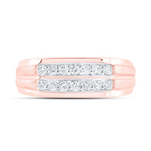 Load image into Gallery viewer, Dazzling Love 14kt Rose Gold Men's Diamond Double Row Wedding Band Ring - Splendid Jewellery