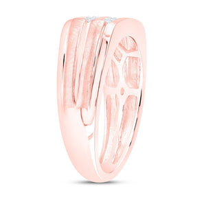 Dazzling Love 14kt Rose Gold Men's Diamond Double Row Wedding Band Ring - Splendid Jewellery