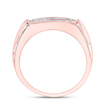 Load image into Gallery viewer, Dazzling Love 14kt Rose Gold Men&#39;s Diamond Double Row Wedding Band Ring Top View from Splendid Jewellery