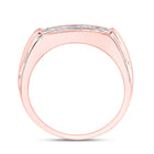 Dazzling Love 14kt Rose Gold Men's Diamond Double Row Wedding Band Ring Top View from Splendid Jewellery