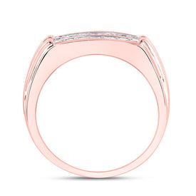 Dazzling Love 14kt Rose Gold Men's Diamond Double Row Wedding Band Ring Top View from Splendid Jewellery
