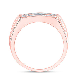 Dazzling Love 14kt Rose Gold Men's Diamond Double Row Wedding Band Ring - Splendid Jewellery