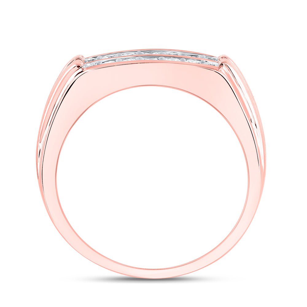 Dazzling Love 14kt Rose Gold Men's Diamond Double Row Wedding Band Ring - Splendid Jewellery