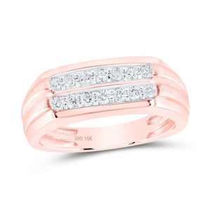 Dazzling Love 14kt Rose Gold Men's Diamond Double Row Wedding Band Ring - Splendid Jewellery